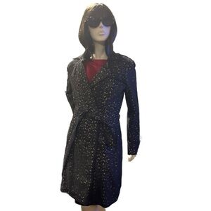 Banana Republic Black Size M Monogram Lace Belted Trench Coat W/Beige Underlay